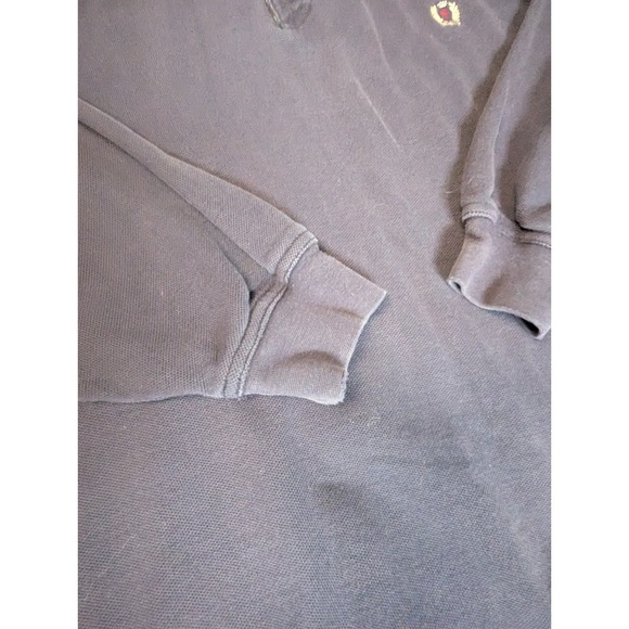 Vintage Siegfried Rugby Shirt Navy Blue Denim Collar Plaid Trim 90s Large XL - Picture 14 of 14